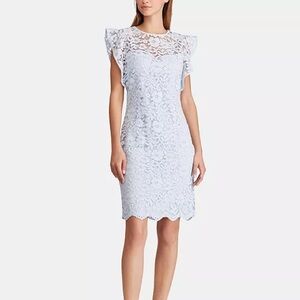 Ralph Lauren Blue Sheath Dress Sleeveless Crew Neck